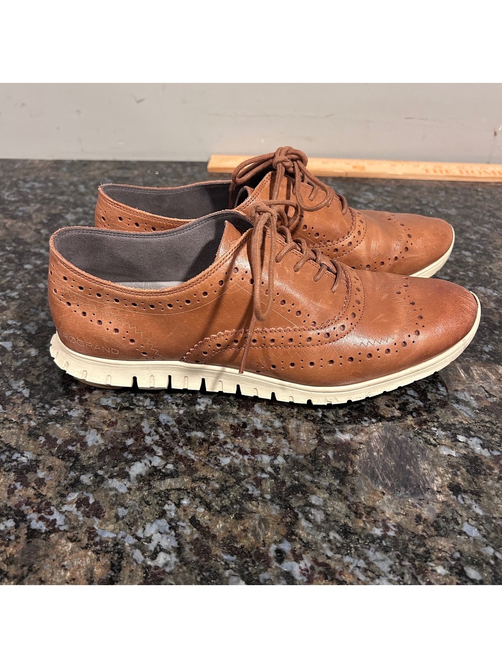 Cole Haan ZeroGrand Wingtip Oxford Dress Shoe Sneaker Leather Womens Brown 8